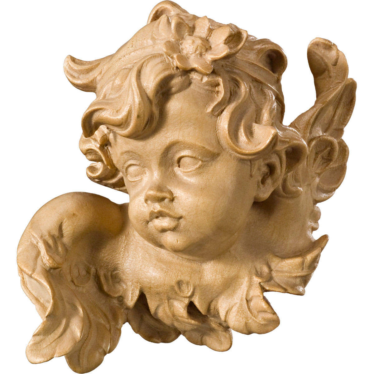 Cabeza de querubín con margarita